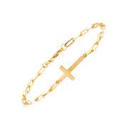 Rent to own Women's Welry 0.8mm Paperclip Chain Cross Bracelet in 14kt Yellow Gold, 7"