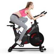 Rent to own YoleoStore Magnetic Resistance Indoor Exercise Bike (2022 Upgraded New Version), Super-Silent, Capacity 300 LBS, LCD Monitor, Pulse Sensor, Bottle Holder, Home Gym Stationary Bike