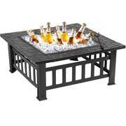 Rent to own Fire Pits, SEGMART 32" Outdoor Square Metal Fire Pit Bowl, Wood Burning BBQ Grill Fire Pit with Spark Screen, Poker, Backyard Patio Garden Bonfire Pit for Camping, Outdoor Heating, Picnic, L6190