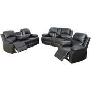 Rent to own Lifestyle Furniture Provo 3-Pieces Faux Leather Recliner Sofa Set in Black