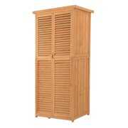 Rent to own Outsunny 3' x 5' Wooden Garden Storage Shed, Sheds & Outdoor Storage with Asphalt Roof & 2 Large Wood Doors with Lock, Natural