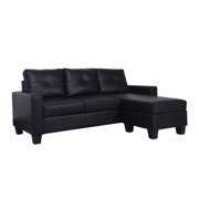 Rent to own Titanic Furniture Black Faux Leather Sofa/Chaise with Fluffy Back Pillows