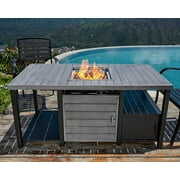 Rent to own fissfire 56 inch Propane Fire Pit Table, 50,000 BTU Outdoor Gas Fire Pit Table with Cover, Lid, Lava Rocks, for Garden, Patio, Backyard, Grey