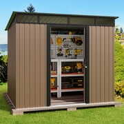 Rent to own Aiho 8 x6 FT Storage Shed With Sliding Doors and Large Capacity for Your Home - Brown