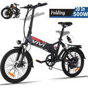 VIVI 500W Folding Electric Bike, 20'' Electric Commuter Bike, Aluminum Alloy Lightweight Electric Bicycle, Ebike Built-in 48V 7.8Ah Removable Lithium-Ion Battery, Urban Electric Bikes for Adults