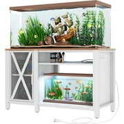 Rent to own Dextrus Heavy Duty Metal Aquarium Stand with Power Outlets, Cabinet for Fish Tank Accessories Storage - Suitable for 55-75 Gallon Fish Tank Stand, Turtle Tank, Reptile Terrarium, 860LBS Capacity-White