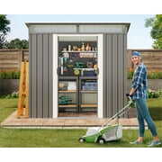 Rent to own 6x4 Metel Shed, Lofka Outdoor Storage Shed,w/ Sliding Doors, Dark Gray