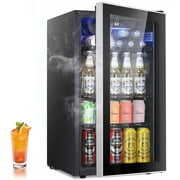 Rent to own LHRIVER 3.2Cu.ft Beverage Refrigerator Cooler, 120 Can Mini Fridge, Freestanding Wine Chiller, Glass Door for Soda, Beer or Wine Constant Glass Door for Bar/Office/Home (Black)