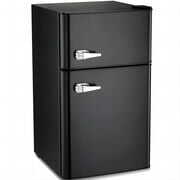 Rent to own COWSAR 3.1Cu.ft Two Door Mini Fridge with Freezer, Stainless Steel, Compact Size & Low Noise Defrost for Home Office Dormitory, Black