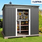 Rent to own 8'x6' Metel Shed, Lofka Outdoor Storage Shed,w/ Sliding Doors, Dark Gray