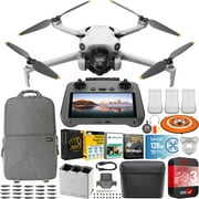 Rent To Own - DJI Mini 4 Pro Folding Drone with RC 2 Remote (With Screen) Fly More Combo Plus, 4K HDR, Under 249g, Omnidirectional Sensing, 3 Plus Batteries Bundle with 3 Year CPS Extended Warranty & Accessories
