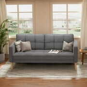 Rent to own Sofa Bed, Lofka Futon Sofa Couch Bed with Large Storage Pockets Gray