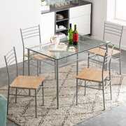 Rent to own Ktaxon 5-Piece Dining Table Set Wood Metal Kitchen Breakfast Furniture with 4 Chair