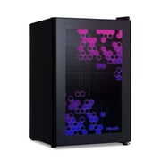 Rent to own Newair Prismatic™ Series 85 Can Beverage Refrigerator with RGB HexaColor™ LED Lights, Mini Fridge for Gaming, Game Room, Party Festive Holiday Fridge with Remote Control and Adjustable Shelves