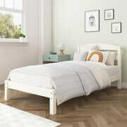 Rent to own Better Homes & Gardens Leighton Kids Twin Size Bed, Wood Platform Bed Frame, Off-White