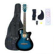 Rent to own Zprotect 40" Acoustic Guitar Beginner Starter Bundle Kit with Bag, Tuner, Pickguard and String Set, Blue