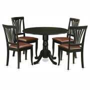 Rent to own East West Furniture Dublin 5 Piece Round Dining Table Set with Avon Faux Leather Seat Chairs