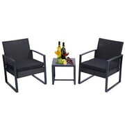 Rent to own Outdoor Furniture Set, SEGMART 3 Piece Bistro Patio Set Rattan Wicker Patio Furniture with Table, Patio Conversation Set with Cushions, Small Patio Furniture for Balcony/Porch/Lawn/Garden, H842