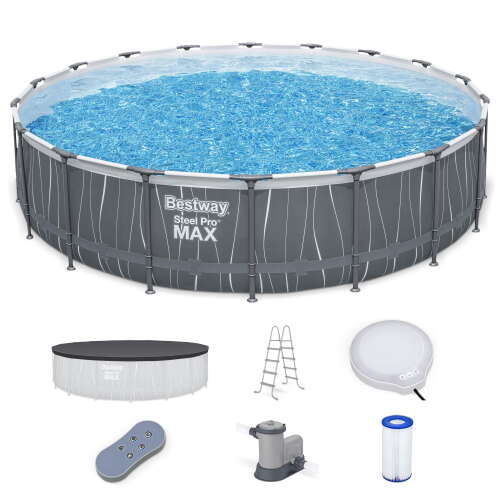 Rent to own Bestway Steel Pro MAX 18'x48" Round Above Ground Pool w/LED Light & Remote