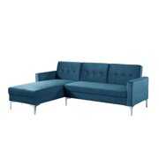 Rent to own Morden Fort Convertible Futon Couch Sectional Sofa 3 Seat L-Shape Adjustable Velvet BLUE