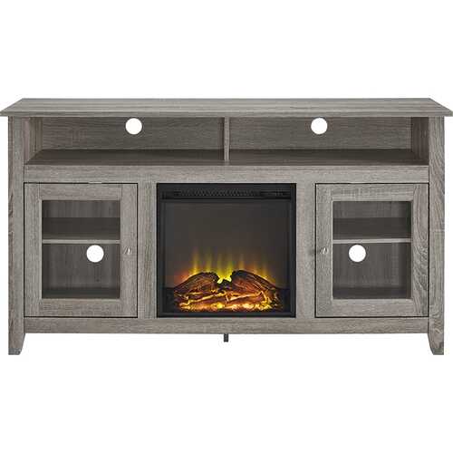 Rent to own Walker Edison - Tall Fireplace Cabinet TV Stand for Most Flat-Panel TVs Up to 65" - Driftwood