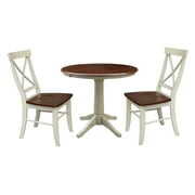 Rent to own 36" Round Extension Dining table with 2 X-Back Chairs - Set of 3 Pieces