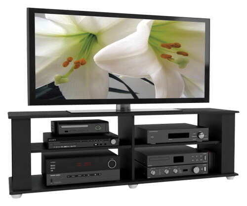 Rent to own CorLiving Fillmore Black Wooden TV Stand, for TVs up to 75" - Ravenwood Black