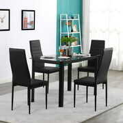Rent to own Zimtown Modern 5 Pieces Dining Table Set with 4 Leather Chairs Kitchen Room Furniture
