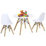 Rent to own Gymax Kids Modern Dining Table Set Round Table with 2 Armless Chairs White