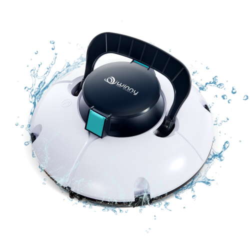 Rent to own Cordless Robotic Pool Cleaner, Winny Pool Cleaner Automatic Pool Vacuum with Dual Powerful Suction Ports for Above/In Ground Flat Pool Up to 538 Sq.Ft (White and Green)
