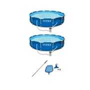 Rent to own Intex Metal Frame Swimming Pool Set w/ Filter Pump (2 Pack) & Pool Cleaning Kit