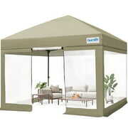 Rent to own Quictent 10'x10' Pop up Canopy Tent with Sidewalls, Easy up Clear Canopy Tent Winter Screen House Enclosed for Cold, Wind and Rain Protection (Beige)