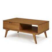 Rent to own Mid Century Modern Caramel Brown Solid Wood Coffee Table by Manor Park