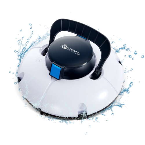 Rent to own Cordless Robotic Pool Cleaner, Winny Pool Cleaner Automatic Pool Vacuum with Dual Powerful Suction Ports for Above/In Ground Flat Pool Up to 538 Sq.Ft (White and Blue)