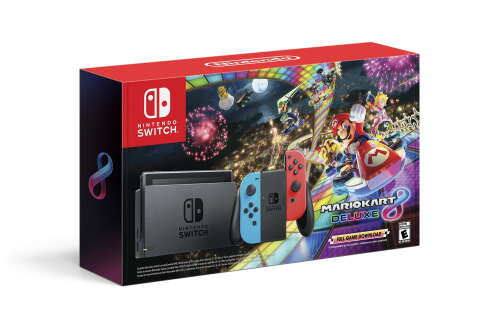 Rent to own Nintendo Switch Bundle with Mario Kart 8 Deluxe - Neon Red/Blue