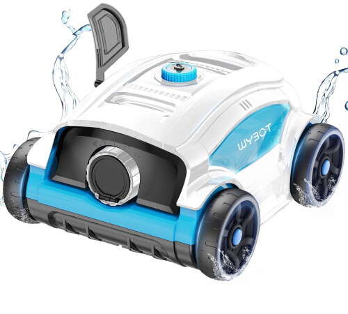 Rent to own Wybot Cordless Robotic Pool Cleaner, Cordless Pool Vacuum Robot with 45W Boosted Power, 130Mins Superior Endurance for Above/In Ground Pools up to 1300 Sq.ft (White and Blue)