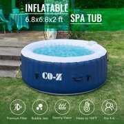 Rent to own 6.8x6.8ft PVC Round Inflatable Spa Tub w Heater & 140 Massaging Jets for Patio & More for 6-person Blue
