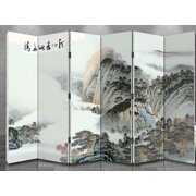 Rent to own Oriental Style 6-panel Foldable Shoji Screen Room Divider, Chinese Traditional Painting, Mountain in Cloud