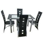 Rent to own TureClos 5 Piece Dining Table Set Tempered Glass Dining Table with 4pcs Chairs Dining Room Furniture