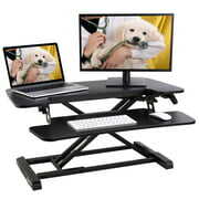 Rent to own FLEXISPOT Home Office Height Adjustable Standing Desk Converter Black 32" U-Shape with Keyboard Tray