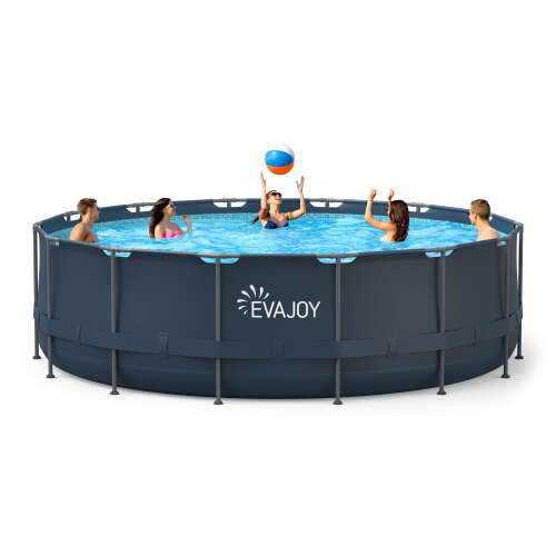 Rent To Own - EVAJOY 16ft x 48in Metal Frame Swimming Pool Set, Round Above Ground Pool Set with 2000 GPH Sand Filter Pump