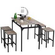 Rent to own HomCom 5-Piece Modern Kitchen Table and 4 Stools Dining Set with Footrest, Metal Legs