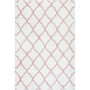 Rent to own nuLOOM Nelda Trellis Shag Area Rug, 6' 7" x 9', Baby Pink