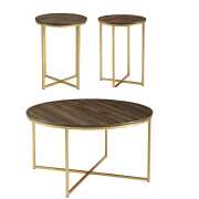 Rent to own Manor Park 3-Piece Mid-Century Modern Coffee Table Set - Dark Walnut/Gold