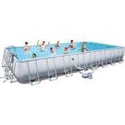 Rent to own Power Steel 31.3' x 16' x 52" Rectangular Frame Swimming Pool Set with Sand Filter Pump