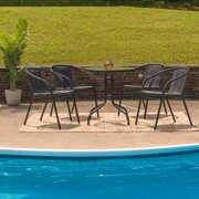 Rent to own Flash Furniture Outdoor Patio Dining Set, Glass Table with 4 Rattan Chairs, Multiple Colors and Shapes