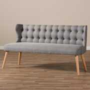Rent to own Baxton Studio Melody Grey Fabric and Wood Finish 3-Seater Settee Bench