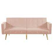 Rent to own 76" Accent Sofa, Square Arm Futon Sofa Bed Sleeper, Mid Century Velvet Fabric Couch, Convertible Sofa Bed, Recliner Couch Accent Sofa, Loveseat Sofa with Gold Metal Feet,for Compact Living Space,Pink