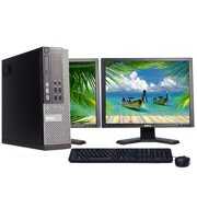 Rent to own Dell Desktop Computer SFF Core i5 8GB Storage 500GB HD with Dual 20" LCD Monitors DVD Wi-Fi - Refurbished PC Windows 10