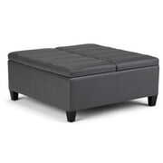 Rent to own Simpli Home Ellis Coffee Table Storage Ottoman-Finish:Stone Grey